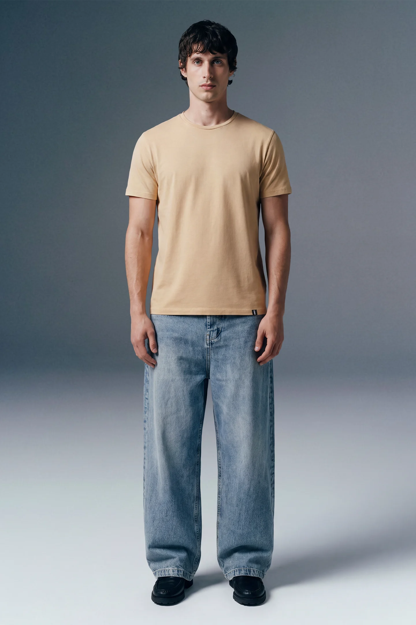 Solid Beige Half Sleeves T-Shirt For Men Regular Fit