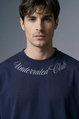 Script curve Navy Oversized T-shirt