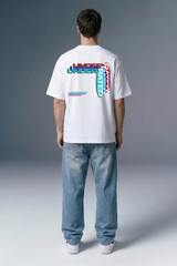 Layered Print White Oversized T-shirt
