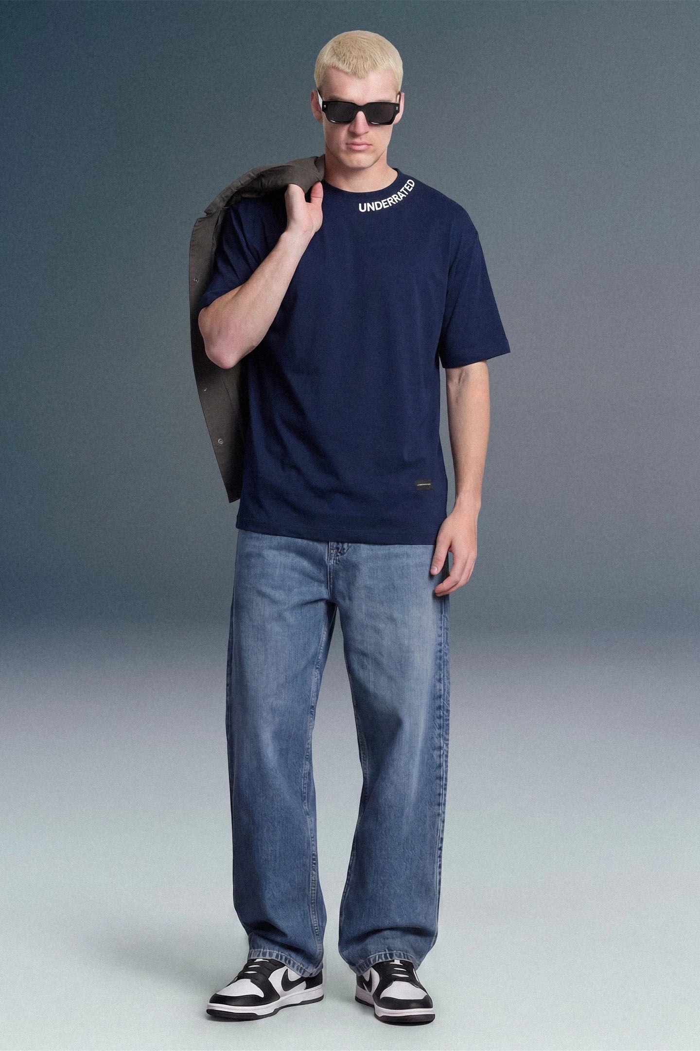 Underrated Curve Navy Blue Oversized T-shirt