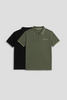 Men's Polo Neck T-shirt Combo - Pack of 2 Solid Essentials Black and Green Pic 1
