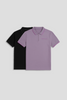 Men's Polo Neck T-shirt Combo - Pack of 2 Solid Essentials Black and Lavender Pic 1