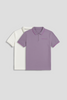 Men's Polo Neck T-shirt Combo - Pack of 2 Solid Essentials Lavender and White Pic 1