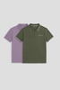 Men's Polo Neck T-shirt Combo - Pack of 2 Solid Essentials Green and Lavender Pic 1