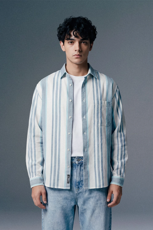 Blue Striped Textured Shirt