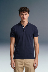 Navy Blue Shoulder Tape Polo T-Shirt
