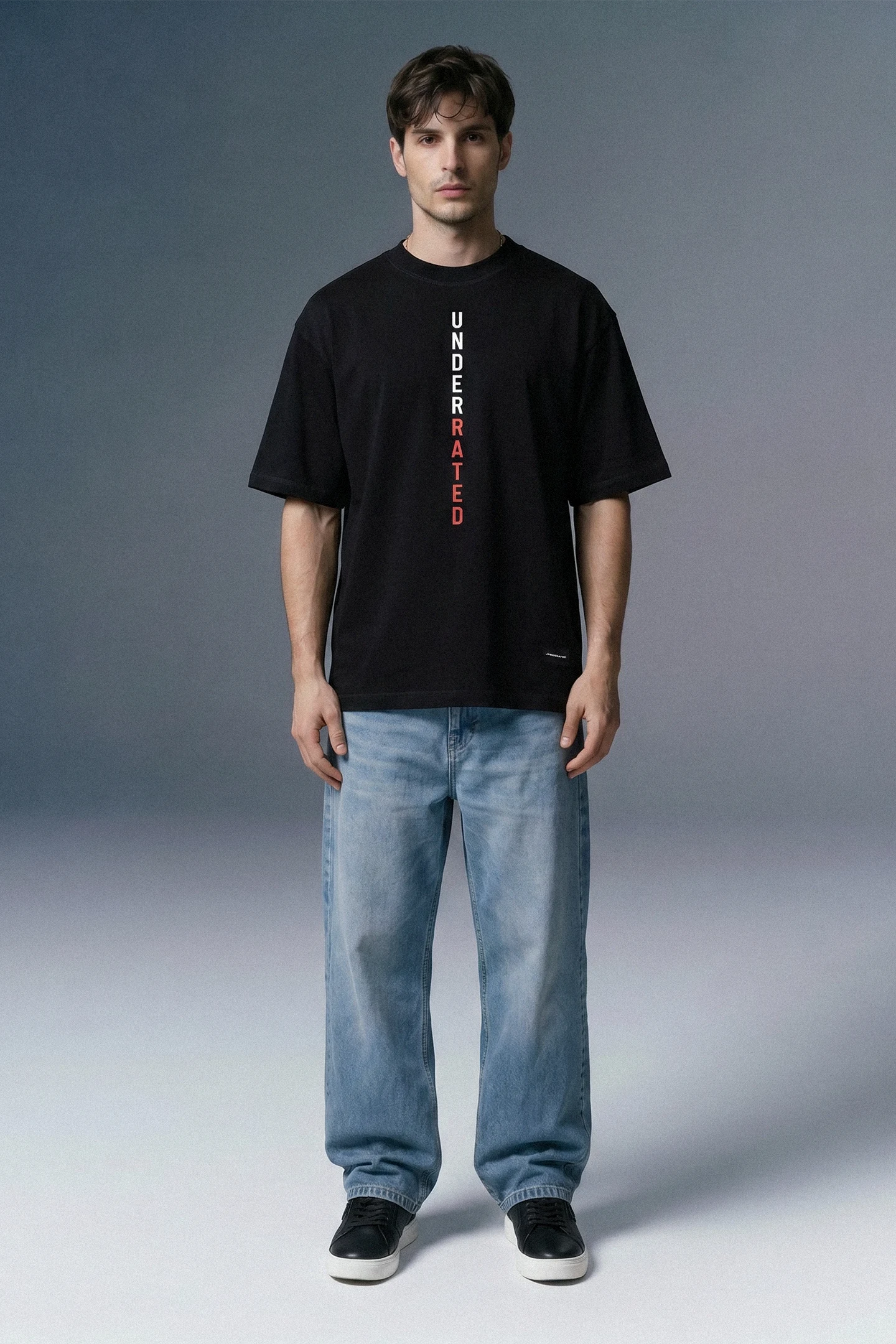 Line Logo Black Oversized T-shirt