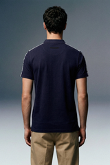 Navy Blue Shoulder Tape Polo T-Shirt
