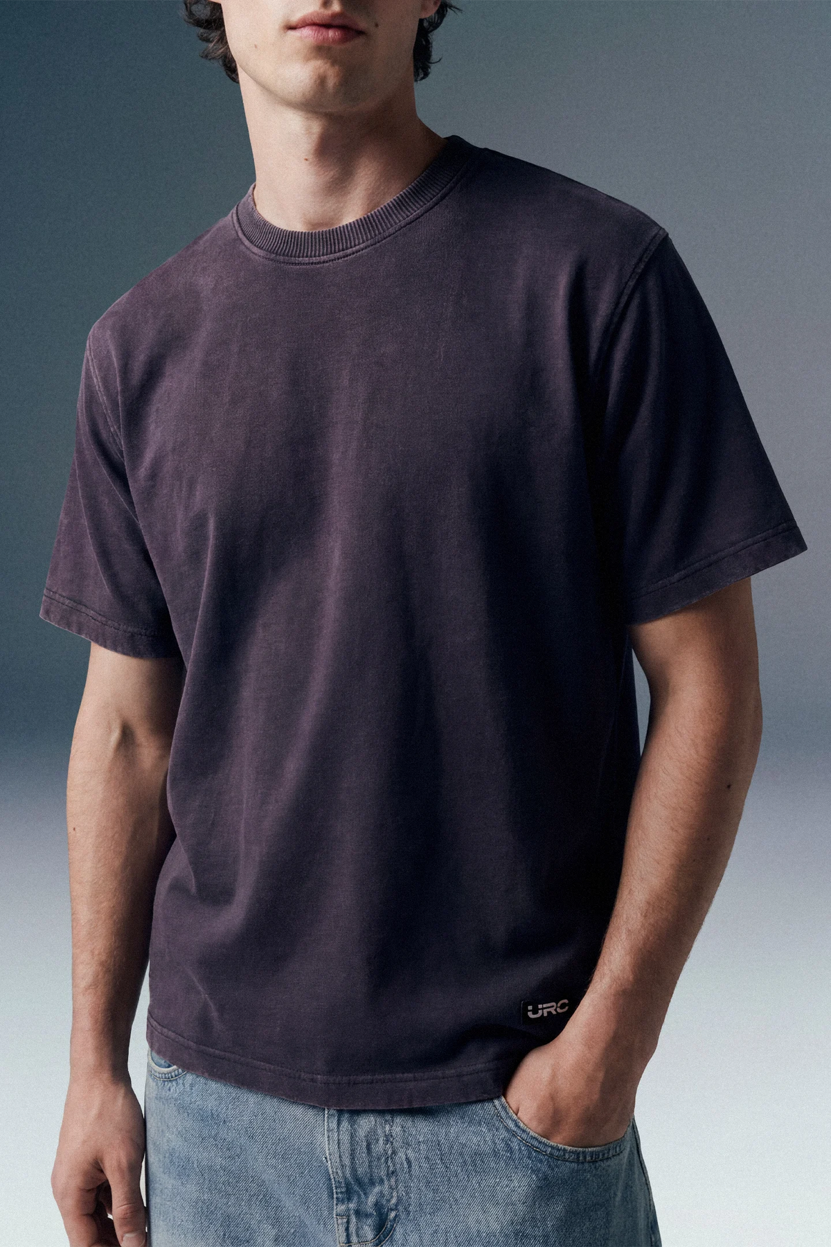 Solid Navy Blue Acid Washed Tee