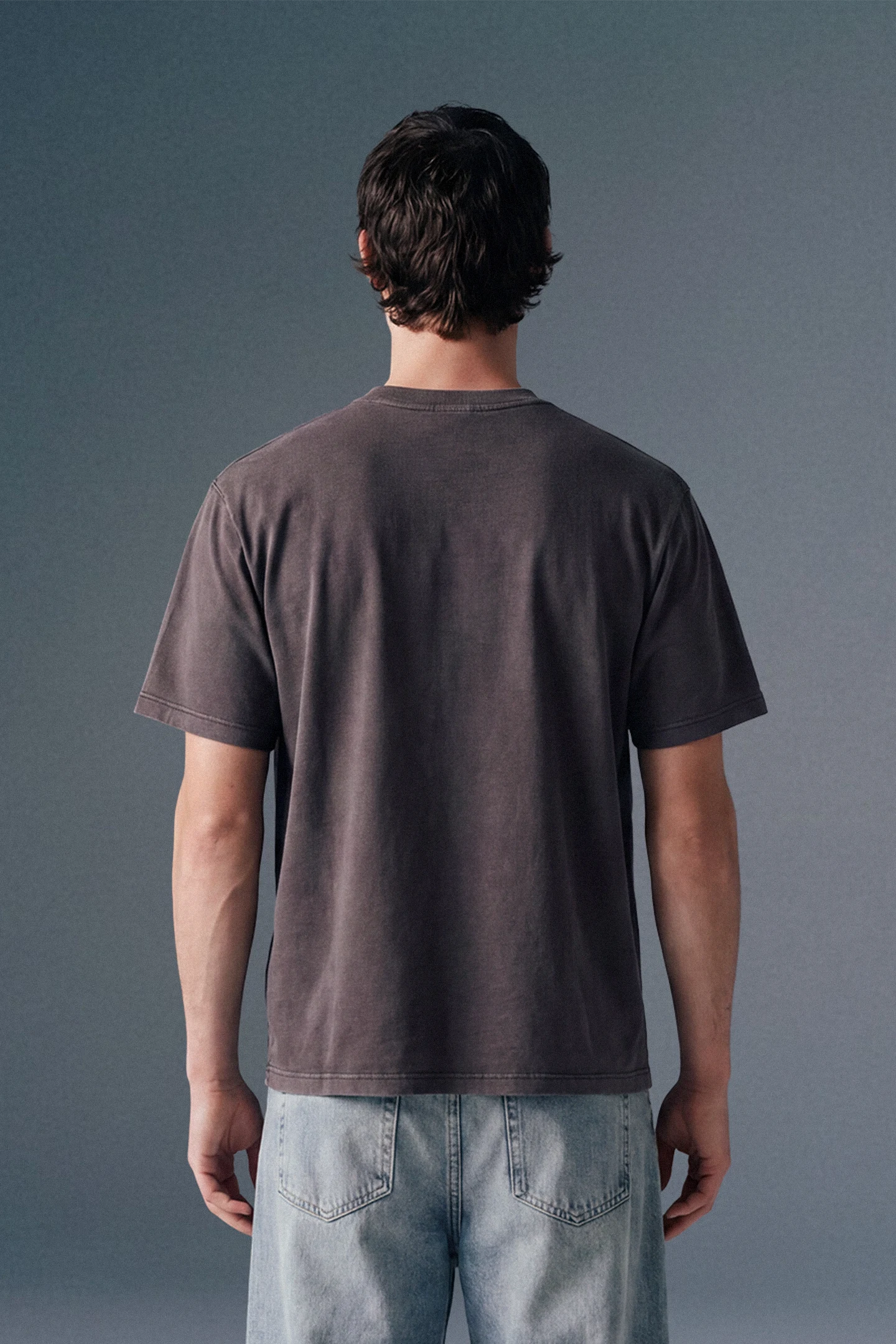 Solid Grey Acid Washed Tee
