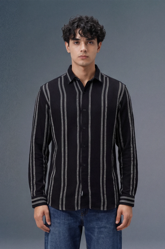 Black Striped Textured Shirt