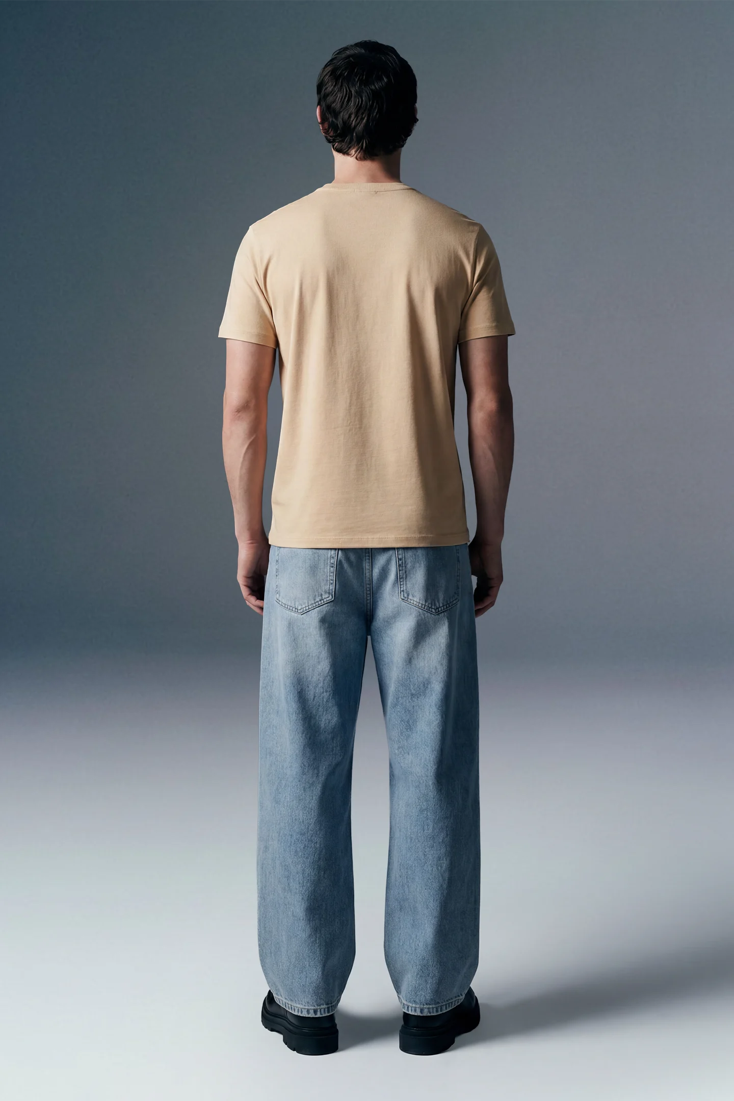 Solid Beige Half Sleeves T-Shirt For Men Regular Fit