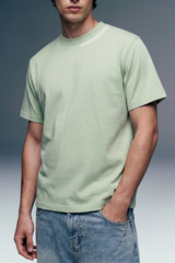 Underrated Curve Sage Green Regular Fit T-shirt