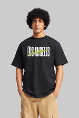 Los Angeles Black Oversized Fit T-Shirt Men Pic 2