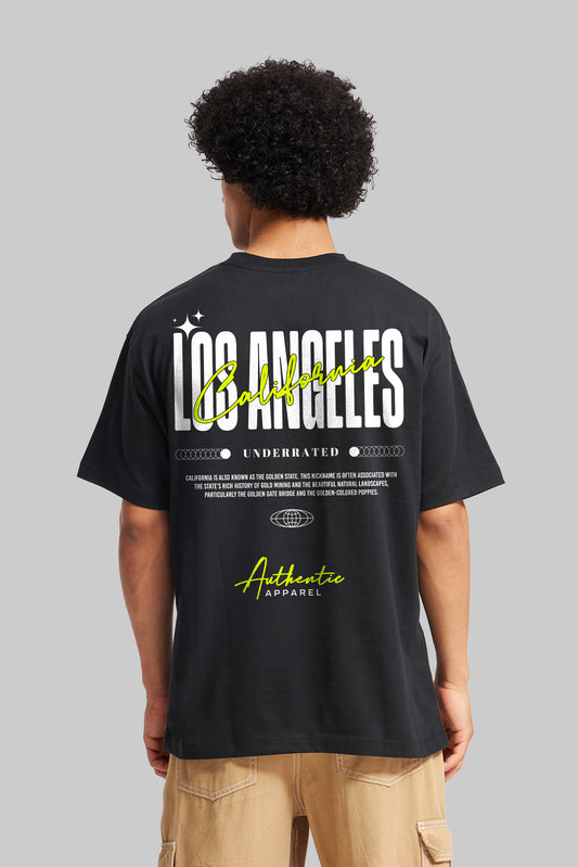Los Angeles Black Oversized Fit T-Shirt Men Pic 1