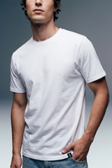 Solid White Half Sleeves T-Shirt For Men Regular Fit