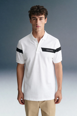 White Logo Print Polo T-Shirt
