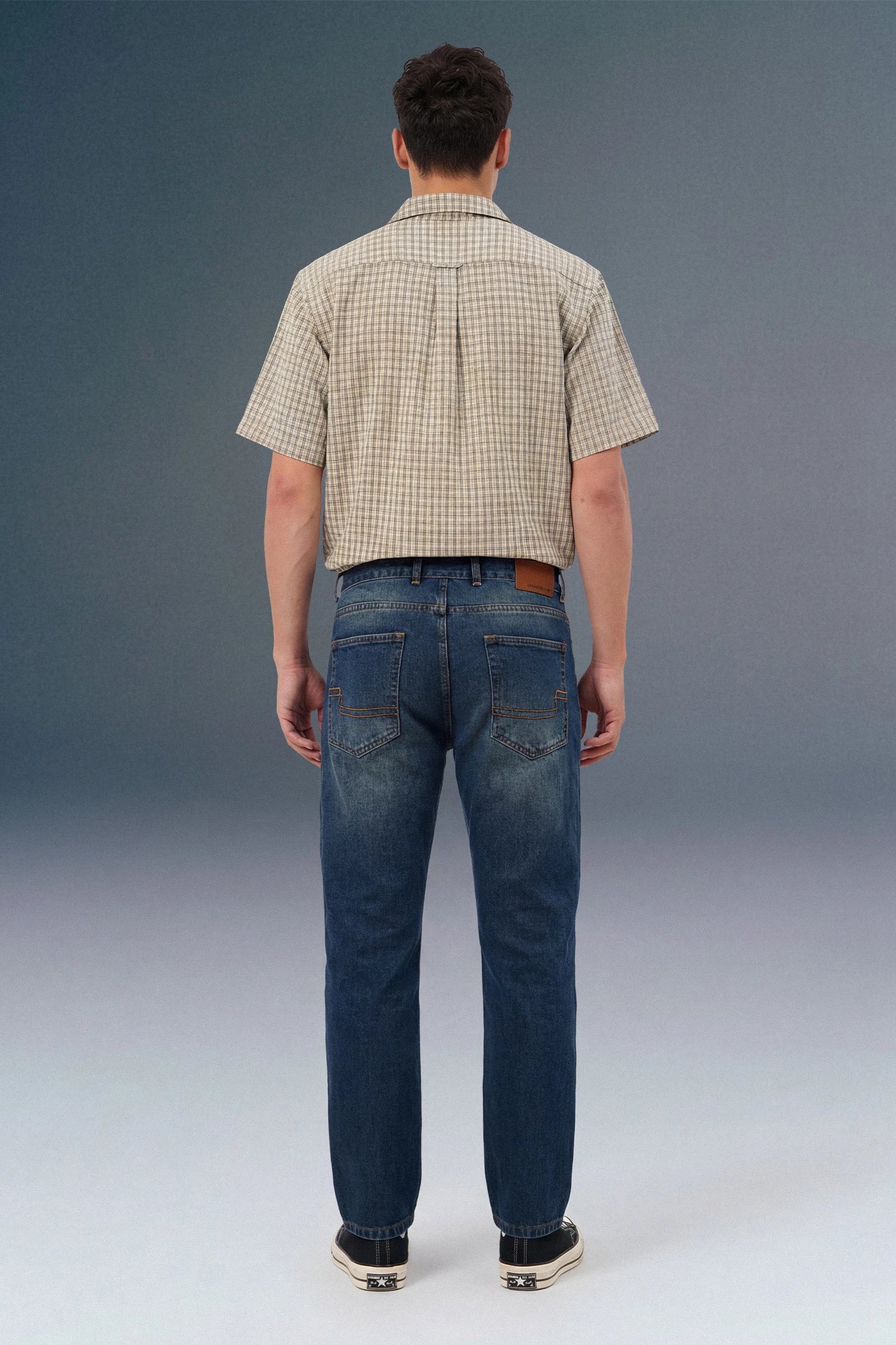 Blue Tinted Mid Rise Men's Straight Jeans
