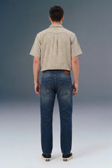 Blue Tinted Mid Rise Men's Straight Jeans