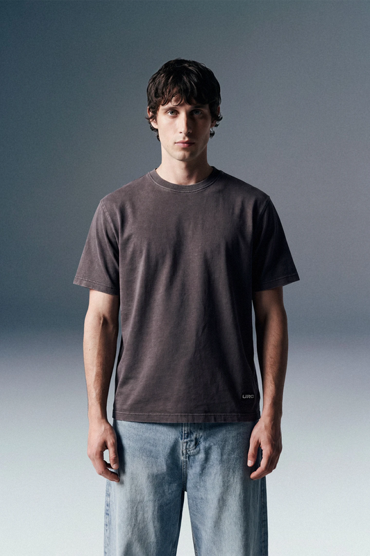 Solid Grey Acid Washed Tee