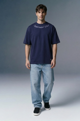 Script curve Navy Oversized T-shirt