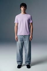 Solid Lilac Half Sleeves T-Shirt For Men Regular Fit