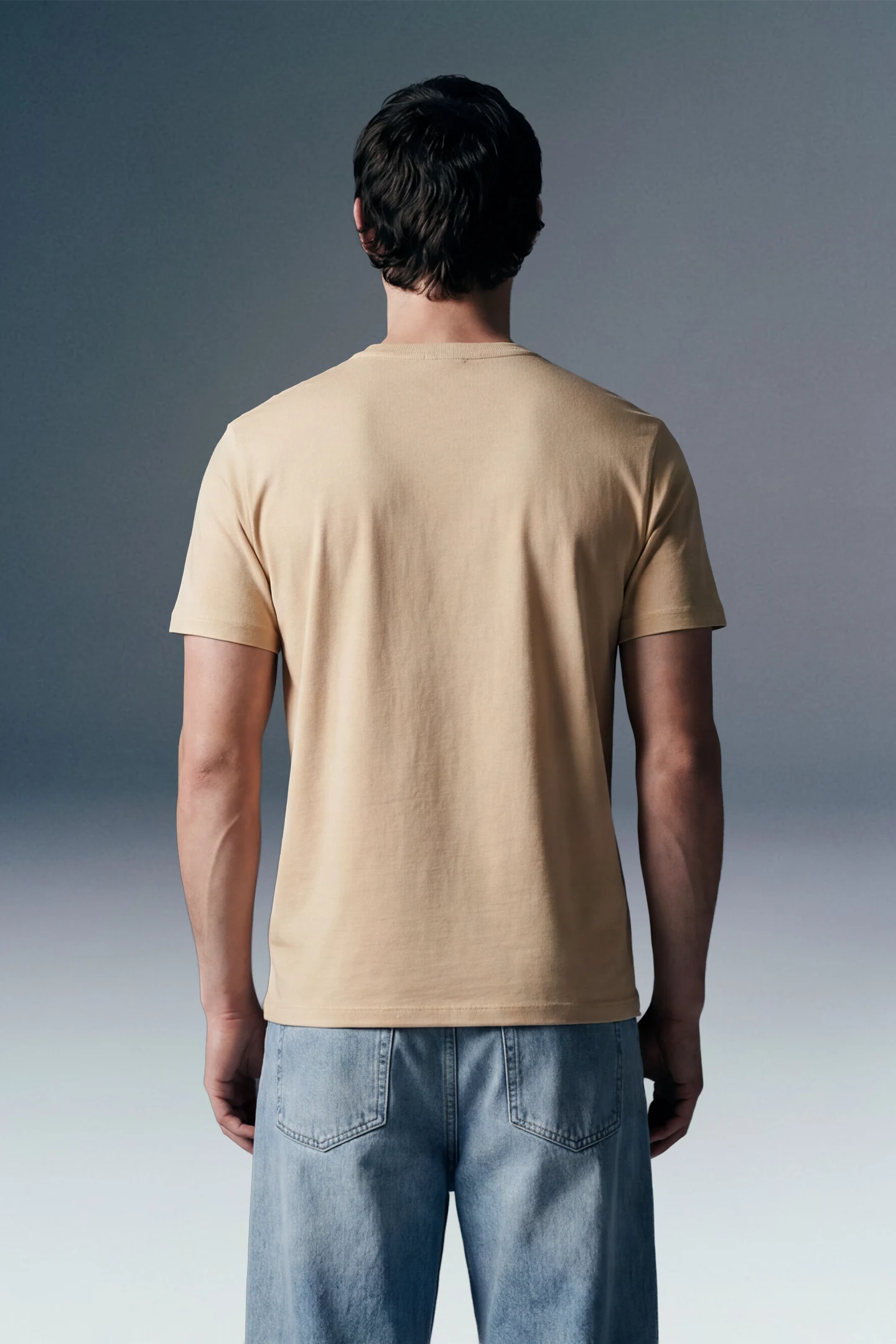 Solid Beige Half Sleeves T-Shirt For Men Regular Fit