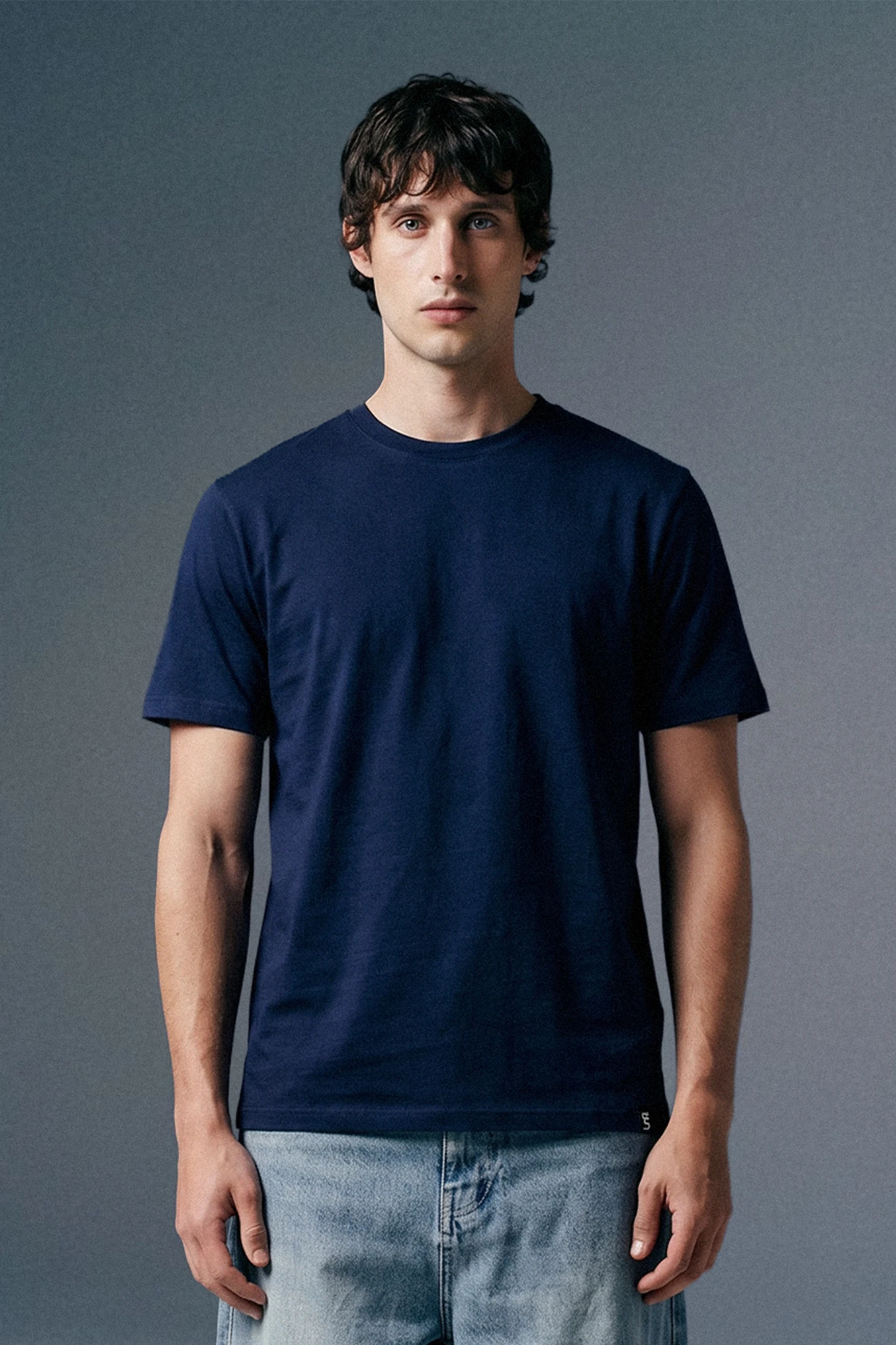 Solid Navy Blue Half Sleeves T-Shirt For Men Regular Fit