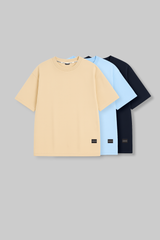 Pack of 3 Oversized T-shirts - Beige/Blue/Navy