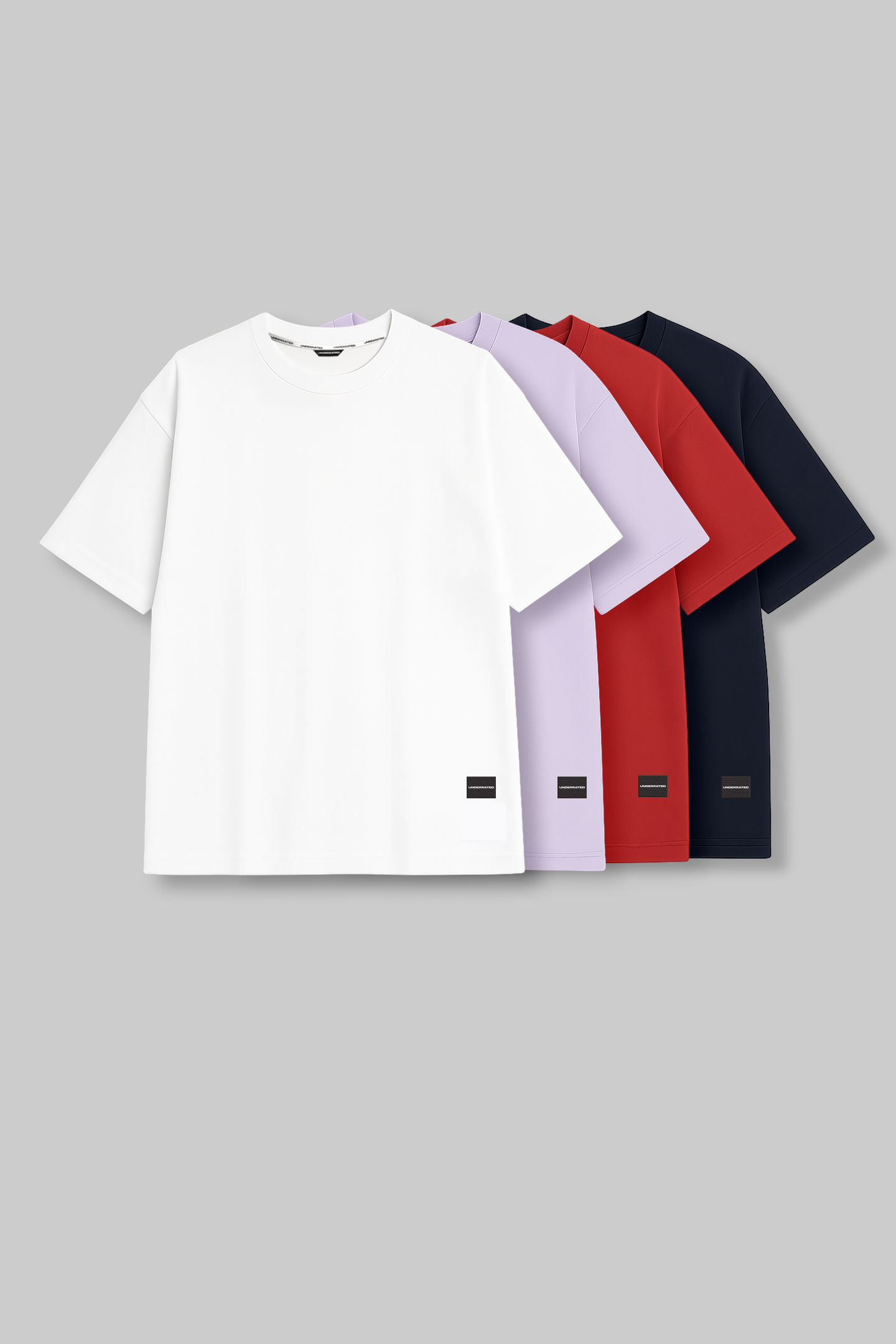Pack of 4 Oversized T-shirts - White/Lilac/Red/Navy