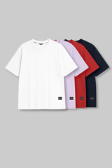 Pack of 4 Oversized T-shirts - White/Lilac/Red/Navy