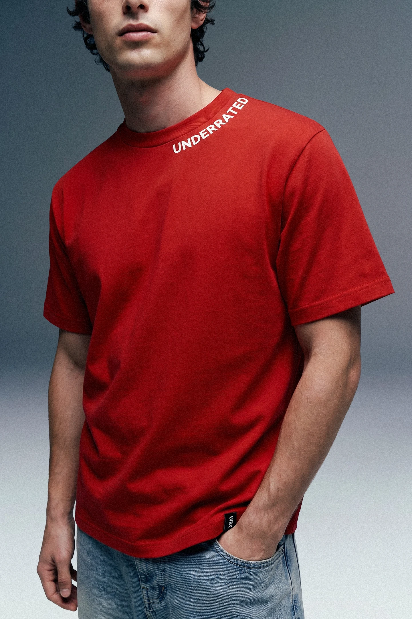 Underrated Curve Red Regular Fit T-shirt