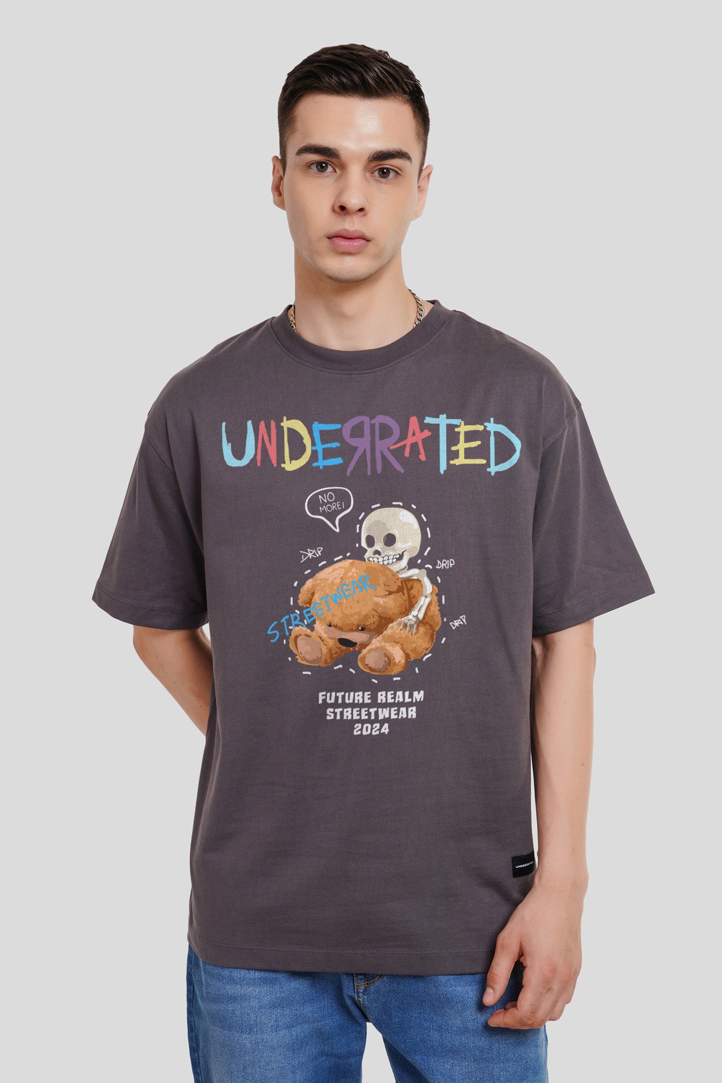 Only Drip Dark Grey Printed T-Shirt