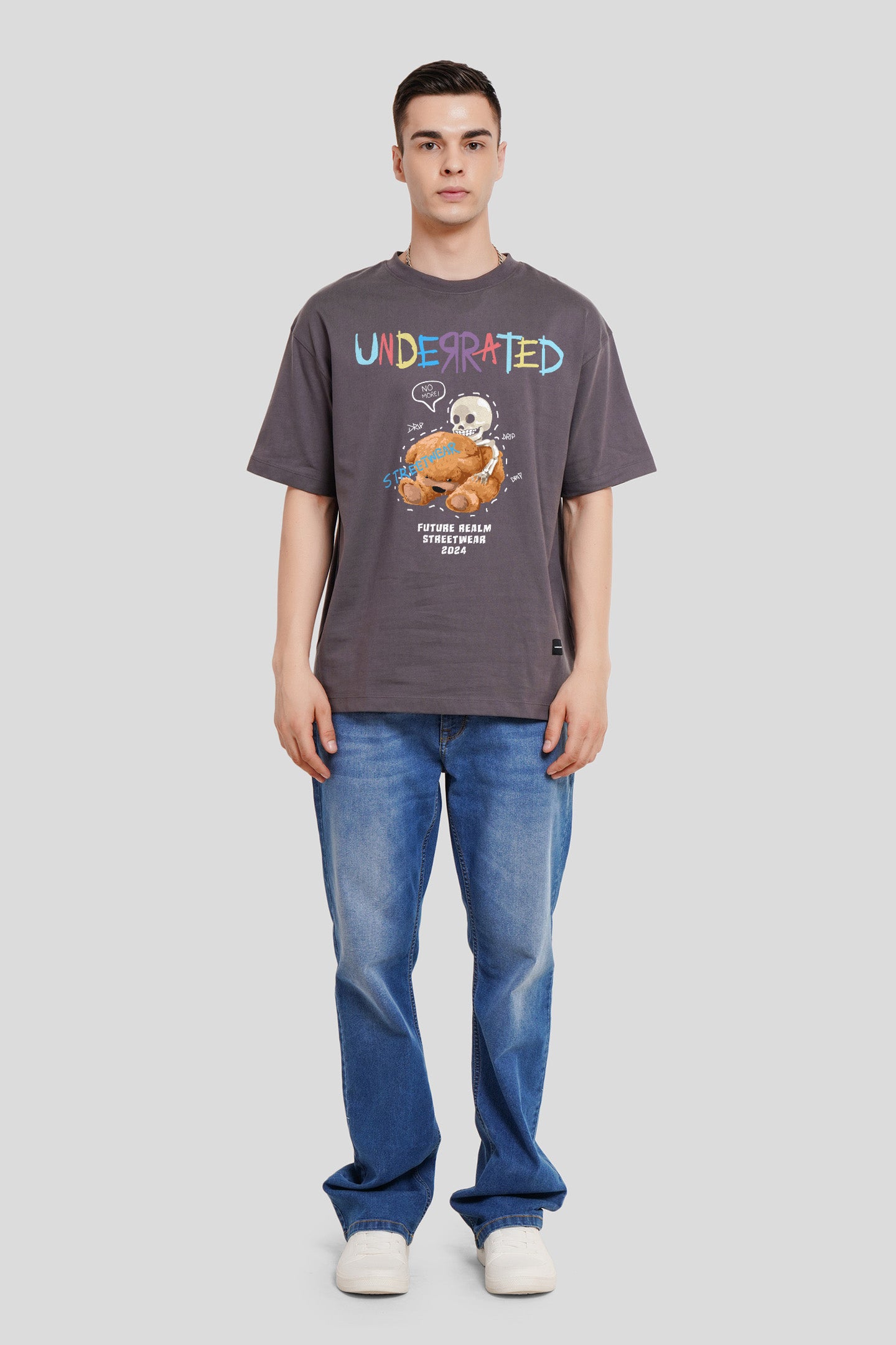 Only Drip Dark Grey Printed T-Shirt