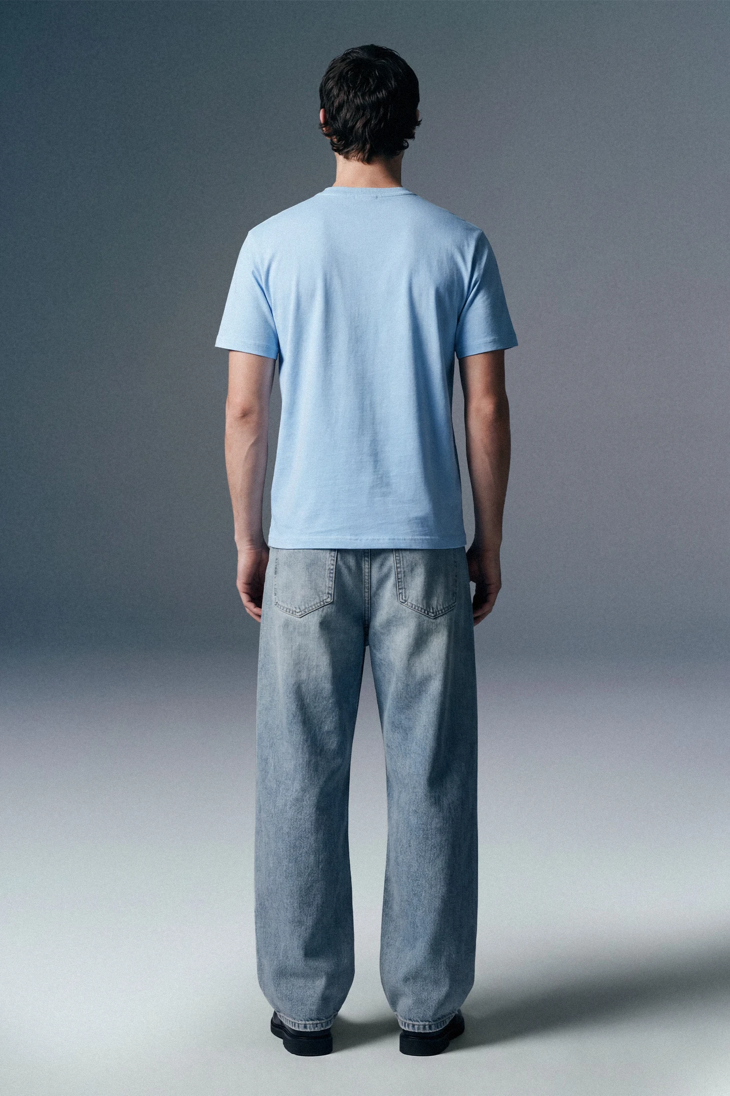 Solid Powder Blue Half Sleeves T-Shirt For Men Regular Fit