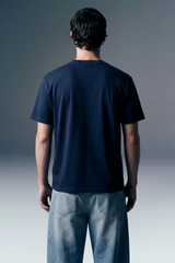 Underrated Curve Navy Blue Regular Fit T-shirt