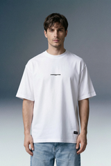 Layered Print White Oversized T-shirt