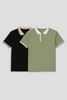 Men's Polo Neck T-shirt Combo - Pack of 2 Underrated Essentials - Black and Green Pic 1