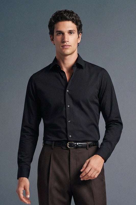 Black Solid Slim Fit Shirt