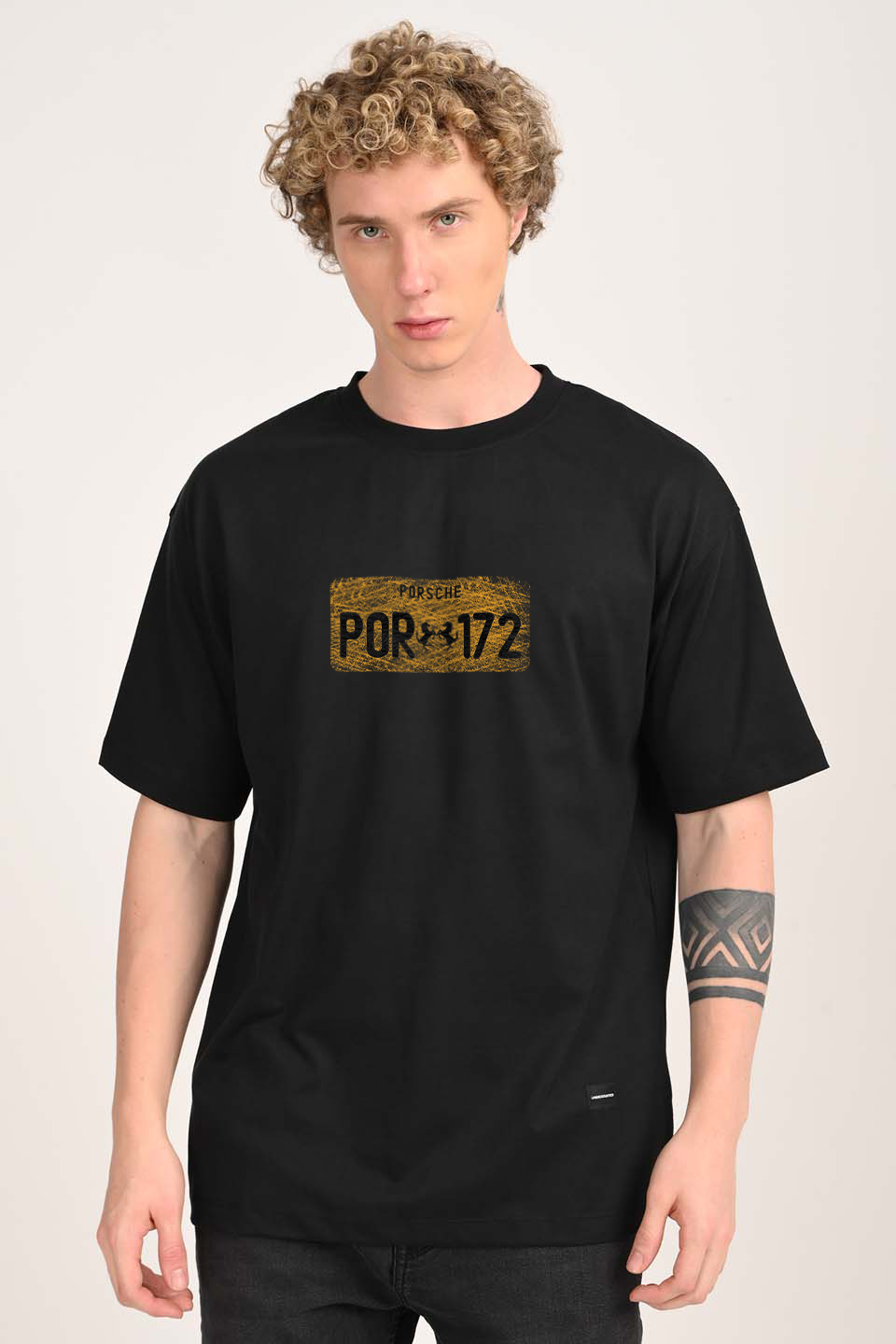No. Plate Black Oversized T-shirt Men
