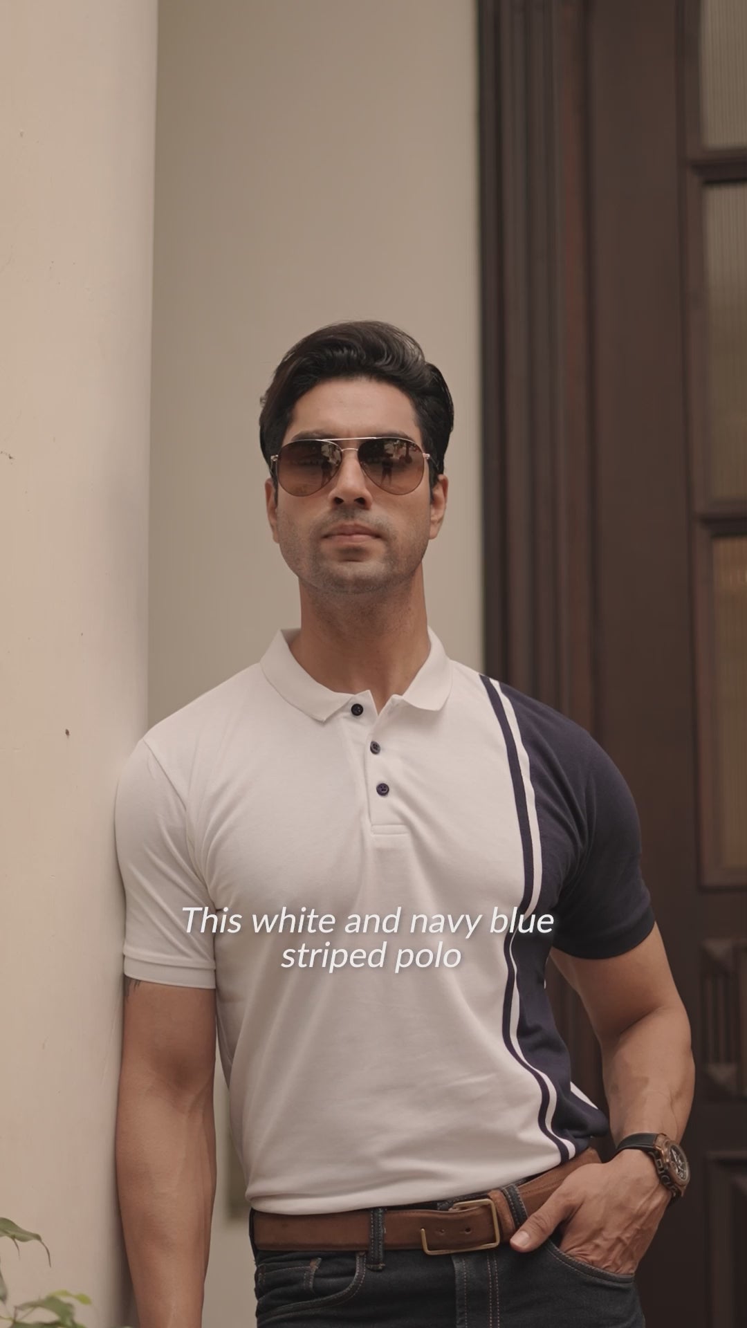 White Colourblocked Polo T-Shirt