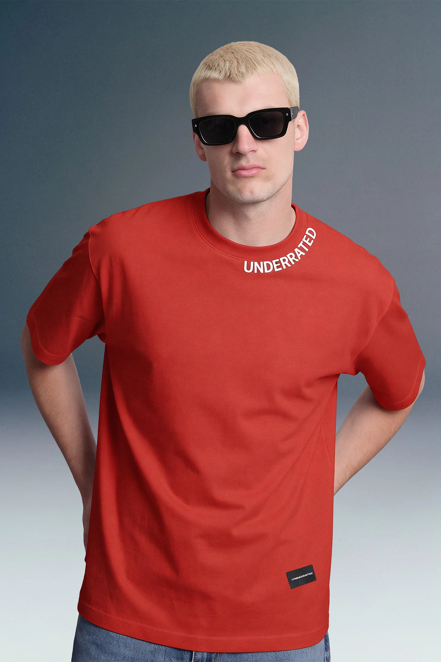 Underrated Curve Red Oversized T-shirt (UNISEX)