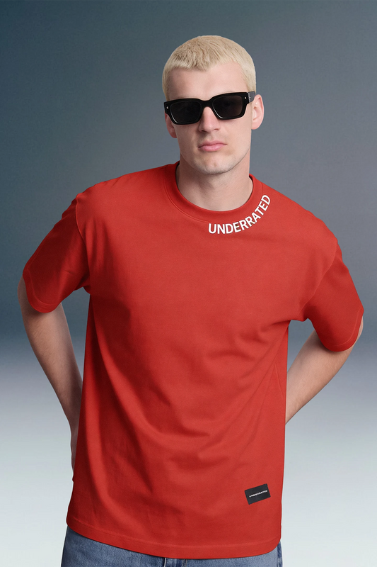 Underrated Curve Red Oversized T-shirt