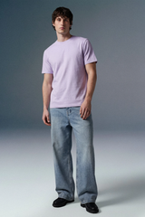 Solid Lilac Half Sleeves T-Shirt For Men Regular Fit