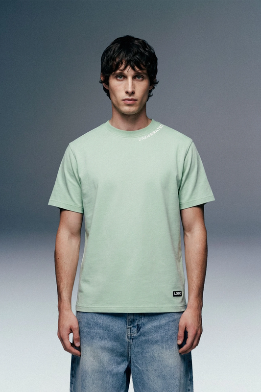 Underrated Curve Sage Green Regular Fit T-shirt