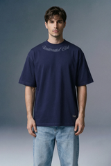 Script curve Navy Oversized T-shirt