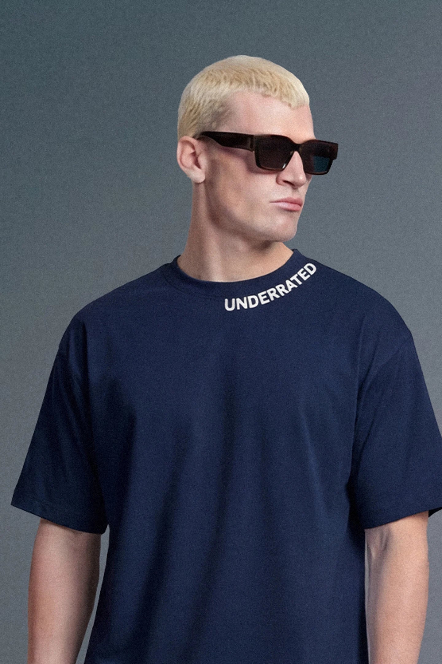 Underrated Curve Navy Blue Oversized T-shirt