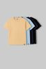 Pack of 4 Regular T-shirts - Beige/Blue/Navy/Black