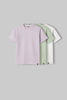 Pack of 3 Regular T-shirts - Lilac/Green/White