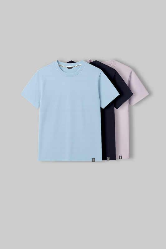 Pack of 3 Regular T-shirts - Blue/Navy/Lilac